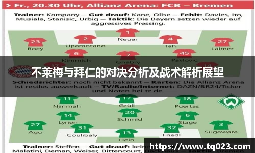 不莱梅与拜仁的对决分析及战术解析展望